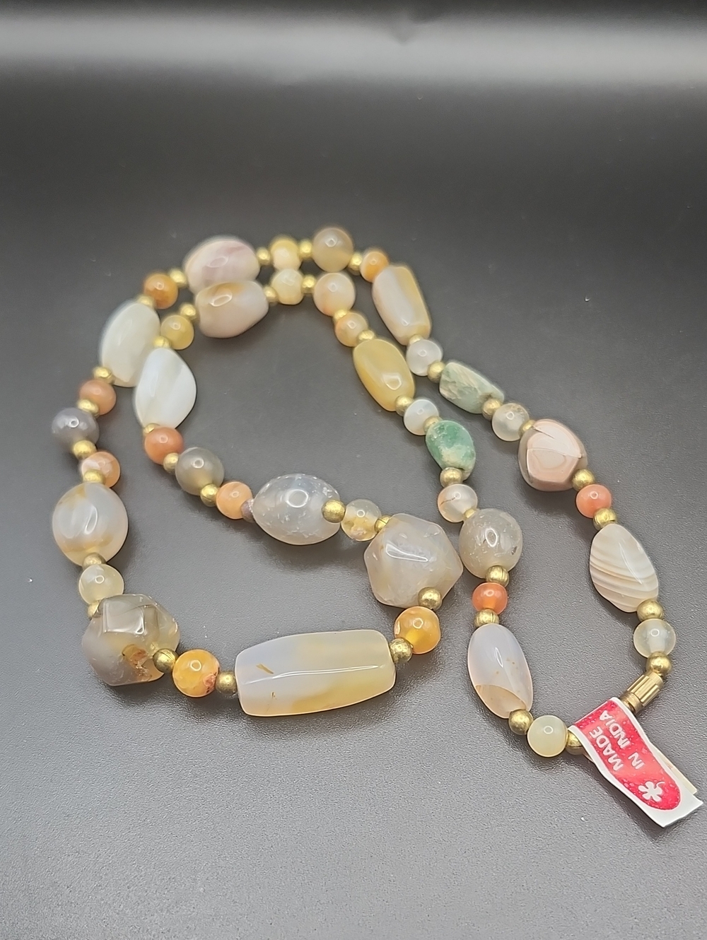 Vintage Agate Beggars Bead Necklace.
